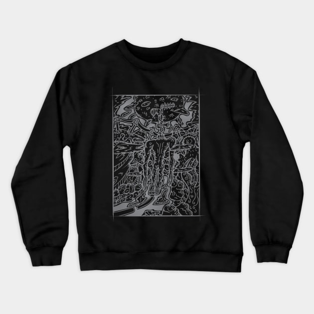 Siren Head on a Walk Crewneck Sweatshirt by BrokenGrin